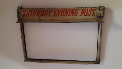 Vintage  1920s Saturday Evening Post Advertising.  Metal Lid Frame 5 Cents