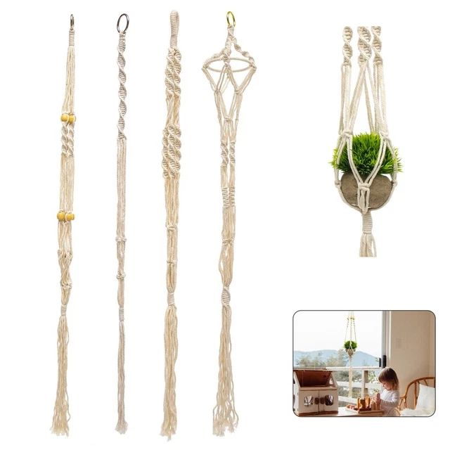 4 Pack Macrame Plant Hanger Flower Pot Holder Hanging Jute Rope Wall Garden USA