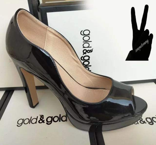 SCARPE DONNA DECOLT sandali cerimonia alto nero vernice elegante