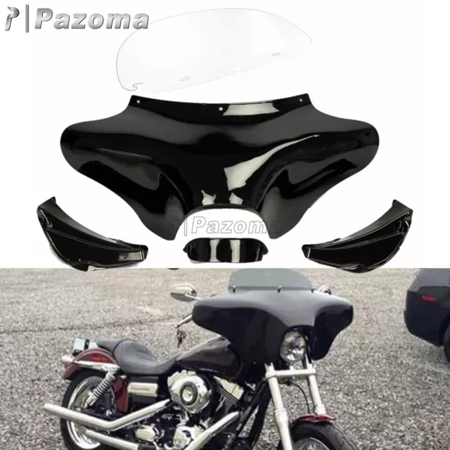 Black ABS Plastic Batwing Inner Outer Fairing For Harley Dyna Touring Street 750