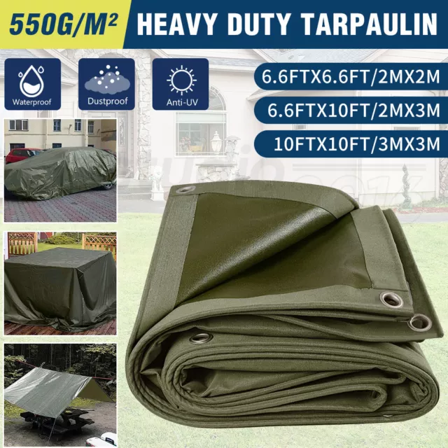 3 Sizes Heavy Duty Waterproof Canvas Tarp Tarpaulin Sun Blocked Dustproof Arm AU