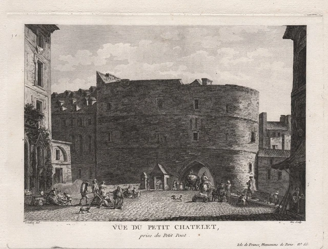 Paris Petit Chatelet  vue Ansicht gravure estampe engraving Kupferstich 1780
