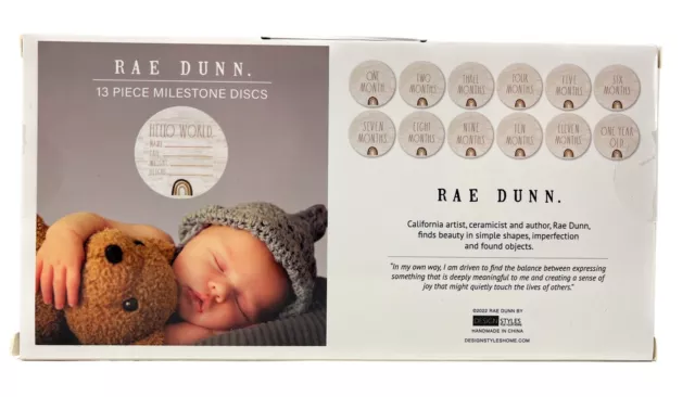 Rae Dunn 13 Piece Baby Milestone Discs Hello World + Months 1 til One Year Old