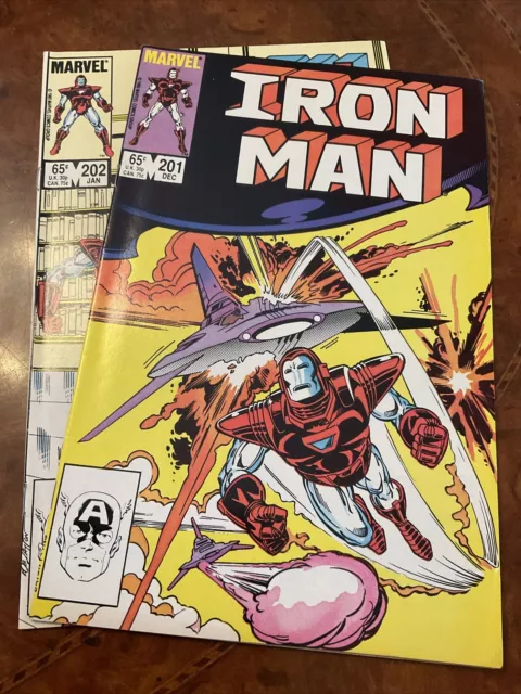 Lot of 2 Marvel Iron Man #201 & 202 copper age 1985-1986 comic books WC Avengers