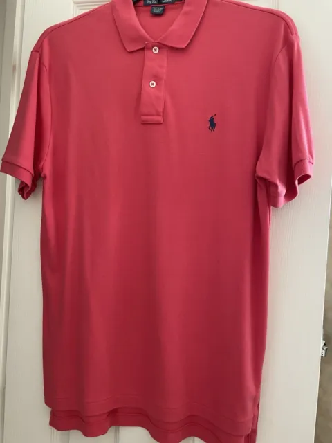 Polo Ralph Lauren Mens Medium Red Pique Knit Short Sleeve Collared Polo Shirt