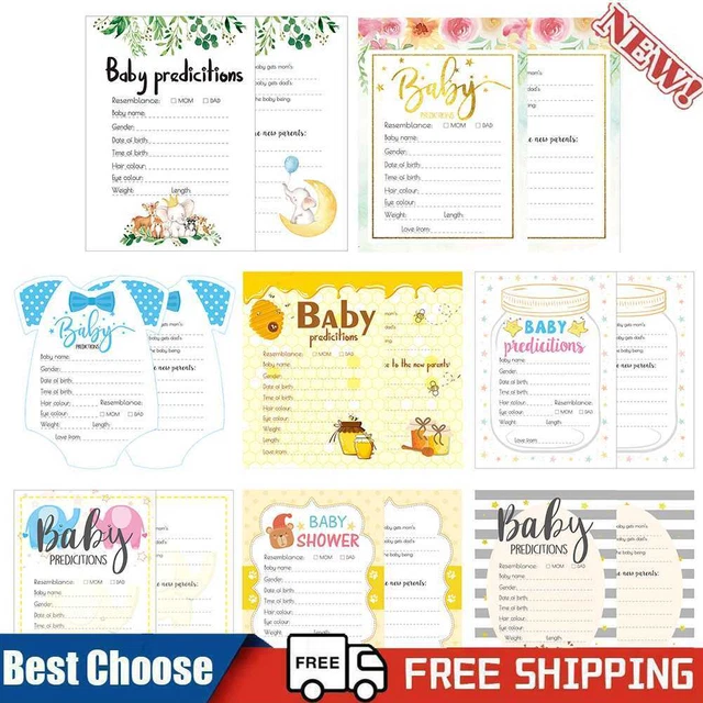 10x schede di previsione consigli per gioco baby shower nuovo libro consigli messaggio genitore
