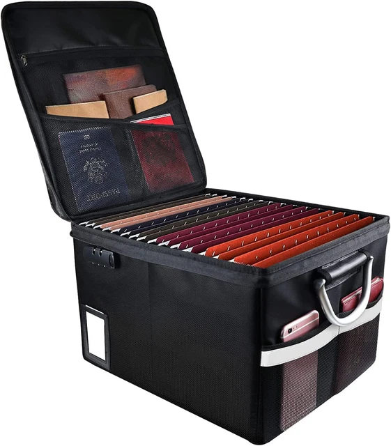 Fireproof Document File Organizer Box, Fireproof Storage Filing Cabinet Box with