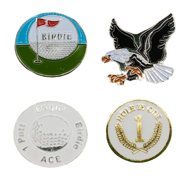 Golf Ball Marker With Magnetic Base Soft Enamel Technique Golf Accessory 4 Pack