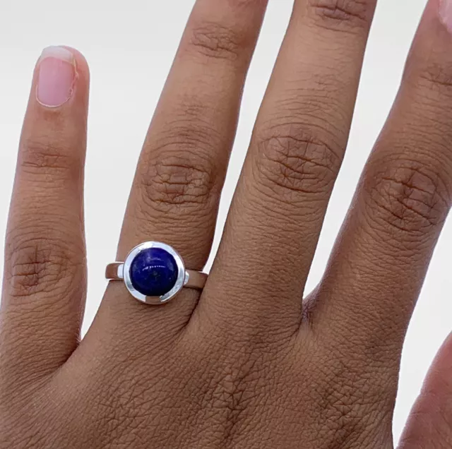 925 Stamped Sterling Silver Ladies Ring Lapis Lazuli Gemstone Jewellery Gift