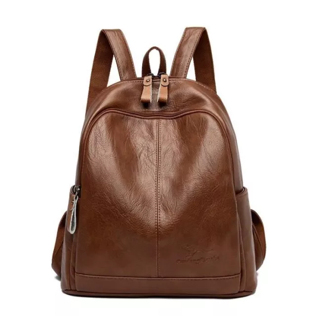 Sac à dos féminin élégant cuir PU imperméable Souple réglable Marron