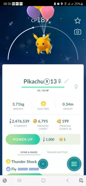 Pokémon Go * Shiny Pikachu Flying with Balloon - Male or Female * TRADE Go