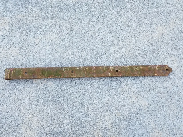 Primitive Antique Hand Forged Barn Door Strap Hinge Gate Iron 31” Long 2” Wide 9