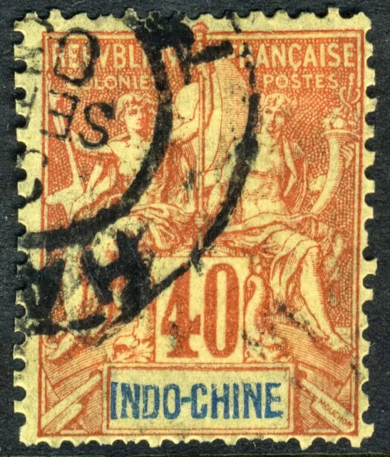 Indochina 1892 French Colony 40¢ Red Peace & Commerce Sc #16 VFU N940 ⭐⭐