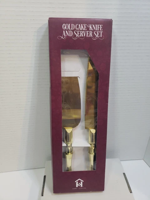 Juego de cuchillos de pastel de boda dorado servidor estilos Homi ocasión especial