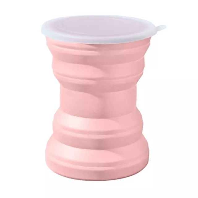 NEW Collapsible Silicone Water Bottle Telescopic Outdoor Drinking Cup (Pink)