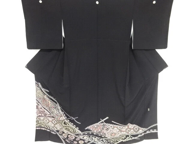 83215# Japanese Kimono / Antique Tomesode / Floral Crest Sarasa / Artist Work