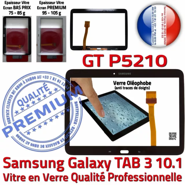 Vitre Tactile Assemblée Adhésif Prémonté Samsung P5210 TAB3 Ecran PREMIUM Noir