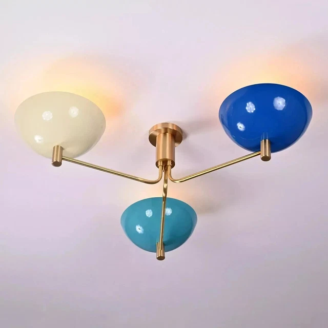 Lustre Suspension Laiton Et Verre Blanc - Style Rivière - Diamètre 30cm - Neuf