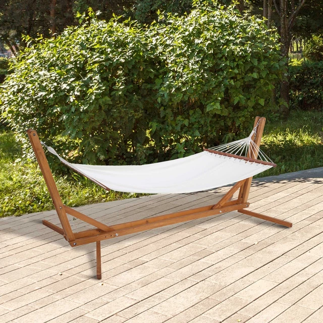 Outsunny Hängematte mit Gestell Hammock aus Kiefernholz Outdoor 388 x 120 x 89cm