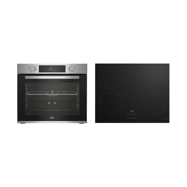 Beko BBSM12340X Backofen-Set 60cm breit 72 Liter Induktionskochfeld 1376823