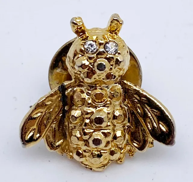 Pin Biene goldfarbig Strasssteine Modeschmuck Sammler Anstecknadel Button