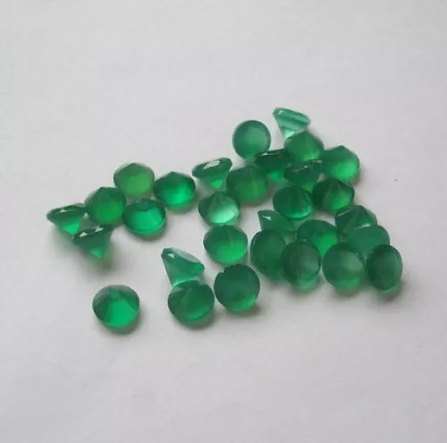 GREAT Natural 3X3 mm TO 20X20 mm GREEN ONYX Round FACETED CUT loose Gemstone