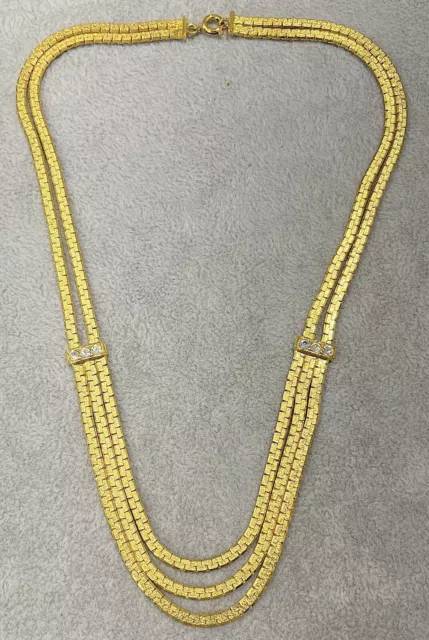 Mode Collier, Plaqué Or, Femme, Env. 44 CM Long, Pierres de Strass, Bon État