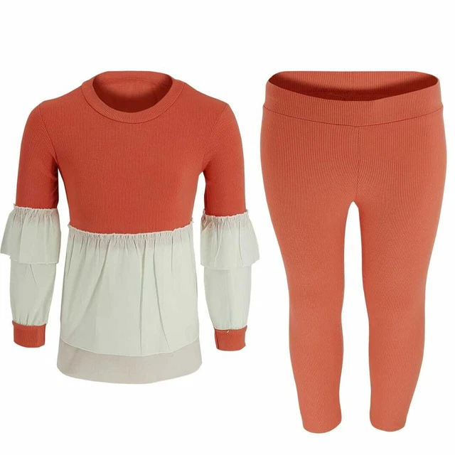 Set abbigliamento lounge per ragazze bambini set salotto doppio peplum 2-12 anni Regno Unito