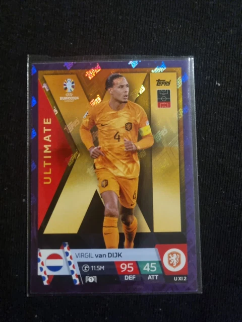 STICKER TOPPS UEFA EURO 2024 VIRGIL VAN DIJK NEDERLAND # NED 2 BORDER PARALLEL