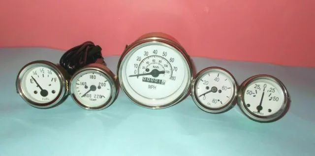 Willys Jeep MB GPW CJ Gauges Kit - Speedometer MPH/KPH+Temp+Oil+ Fuel+ Amp Gauge