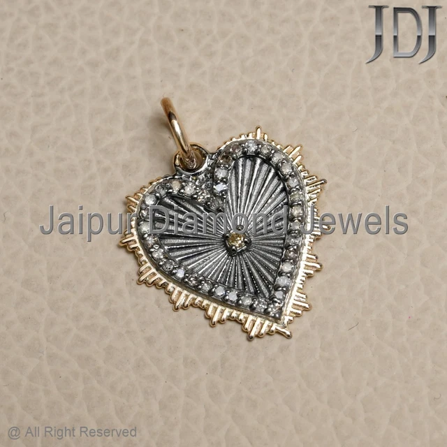 Pendentif Breloque Or 9k – Foi Espérance Charité, Coeur Croix Ancre, Antique