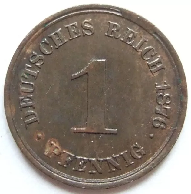Moneta Reich Tedesco Impero Tedesco 1 Pfennig 1876 E IN Uncirculated