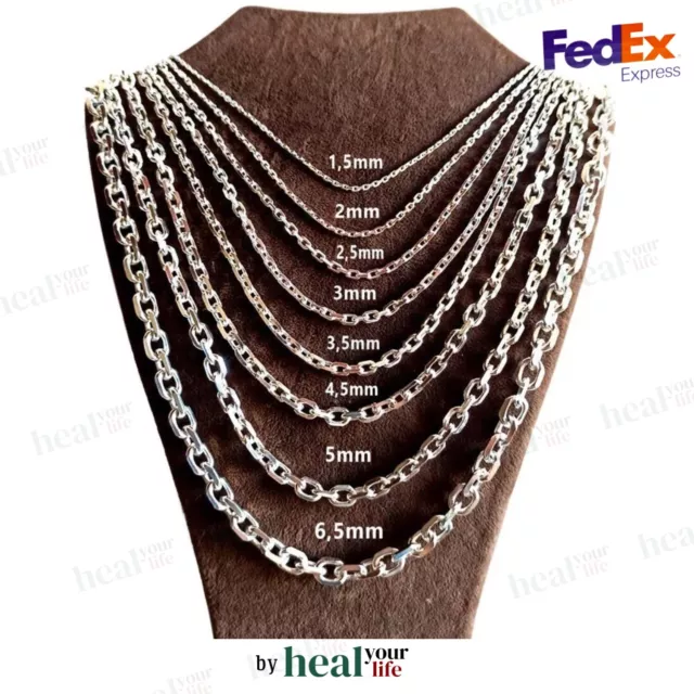 Solid 925 Sterling Silver Anchor Link Cable Chain Men Women Necklace ALL SIZES