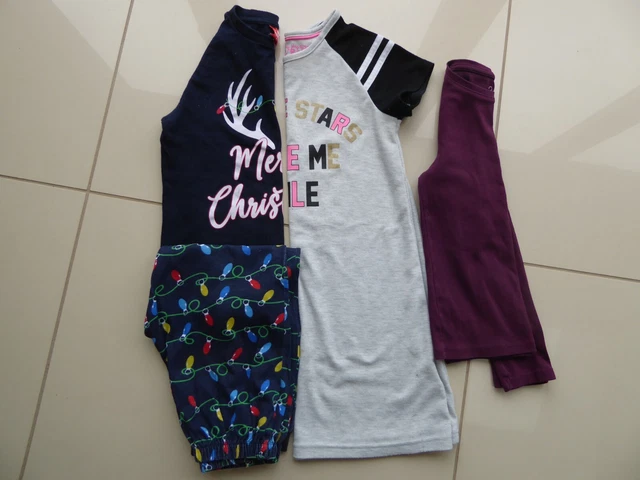 Girls 3 Piece Clothing Bundle Age 6 To 7 Years. Pj's, Nightie And Top