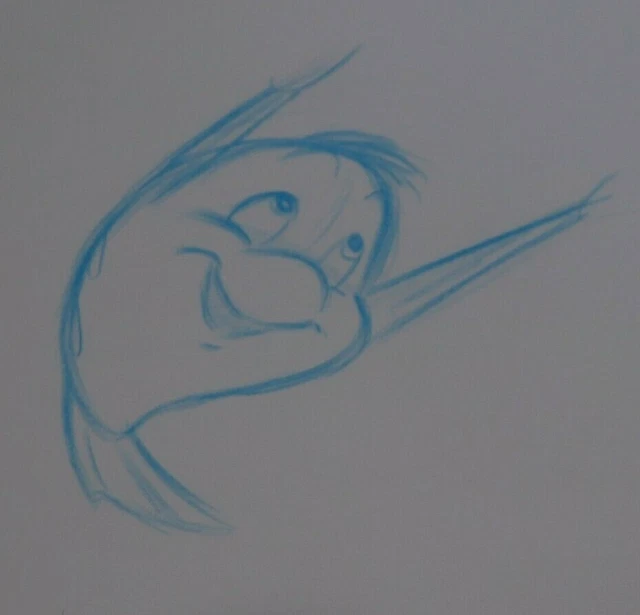 DISNEY LITTLE MERMAID Flounder Production Cel Animation Drawing £56.19