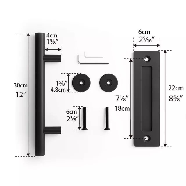 12" Inch Sliding Barn Door Handle Pull & Flush Hardware Set For Garage Gate Door 3