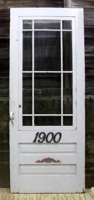 35.5"x90 Antique Vintage Old Wood Wooden Storm Screen Exterior Door Window Glass