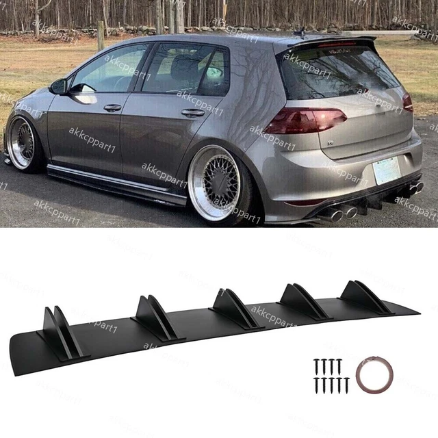 For 2018-2021 Golf MK7.5 GTI Rear Bumper Diffuser Lip 4 Shark Fins Spoiler Splitter