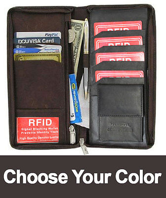 RFID Blocking Leather Travel Organizer Passport Boarding Pass Holder Wallet New
