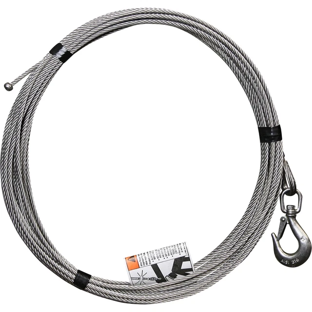 OZ Lifting Products Stainless Steel Wire Rope Assembly- 3/16inx80ftL