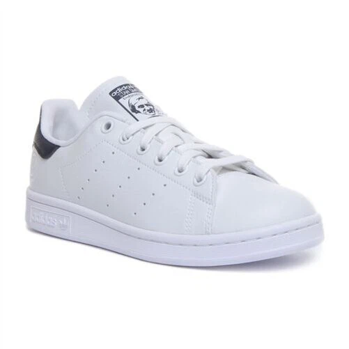 ADIDAS Stan Smith VG Unisexe Lacet Vegan Baskets En Blanc Marine Taille UK 4 -