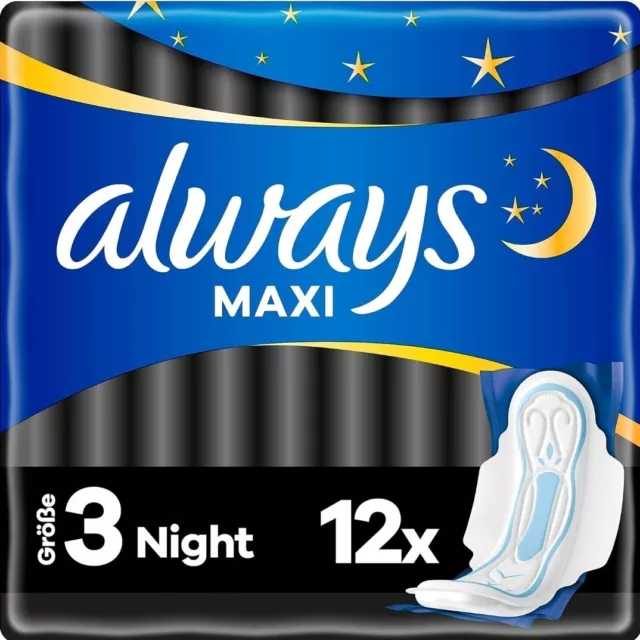 Always Maxi Binden Damen Gr.3,Night 12stück mit Flügeln weich und sup.saugfähig