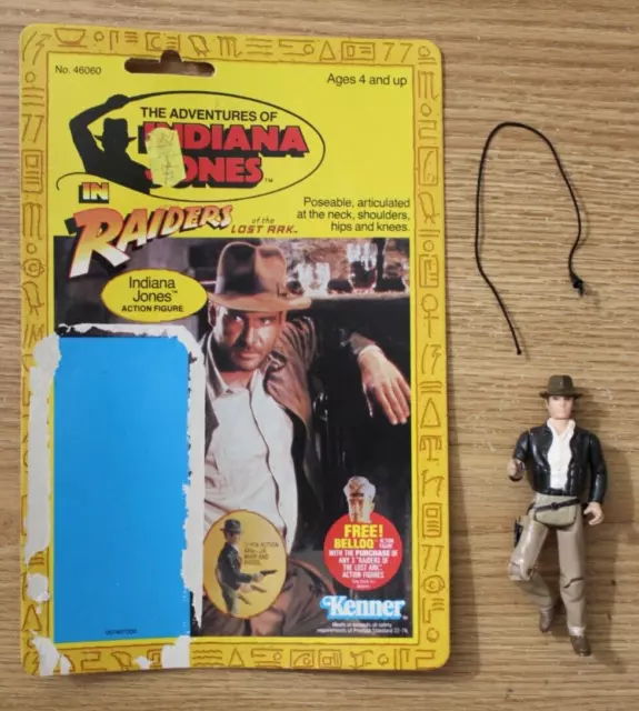1982 Indiana Jones w/ Cardback Vintage ROTLA Kenner Figure Broken thumb