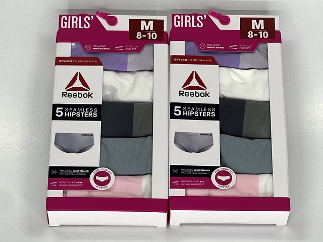 Lot of 2 - Reebok Girls' Seamless Hipsters | 5-Pack | M 8-10 - NEW