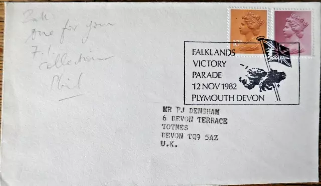 12 Nov 1982 FALKLAND WAR PLYMOUTH VICTORY PARADE  Unofficial Souvenir Cover p/mk