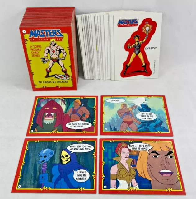 MASTERS OF THE UNIVERSE (Topps 1984) Complete 88 Card Set  & 21 STICKERS He-Man