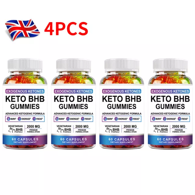 4x Advanced Keto BHB Gummies For Weight Loss Fat Burner Appetite Suppressant UK