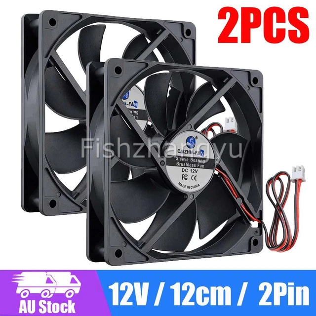 2X 12V 120x120x25mm 12cm dual Ball Bearing PC Brushless Cooling Fan 2Pin 120mm O