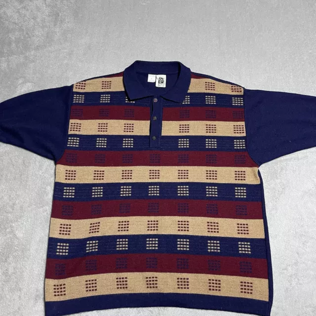 VINTAGE KENNINGTON LTD Short Sleeve Sweater Polo Mens Large Mid Century ...