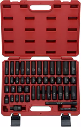 NEIKO 02440A 3/8-Inch-Drive Impact Socket Set, SAE Sizes 44 Piece Master Set